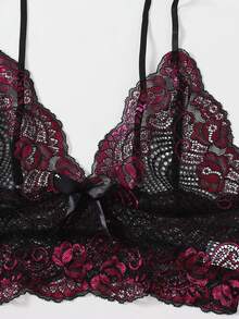Charlaine Floral Lace Bralet With Satin Shorts - Multicolor - View 5