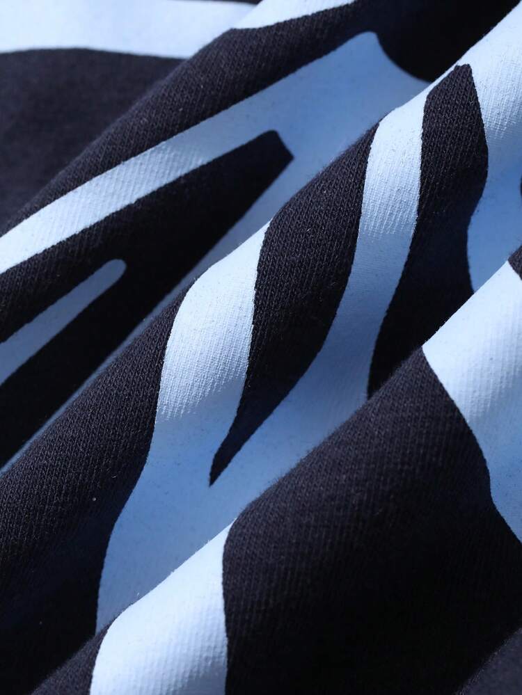 Men's Round Neck Geometric Print Casual Versatile Daily Travel Short Sleeve T-Shirt