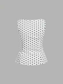 SHEIN MOD Plus Size Women's Black And White Tie-Front Casual 1920s 1950s Vintage 70's 90s Elegant Versatile Daily Outing Shirt Birthday Party Summer - Black and White - View 5