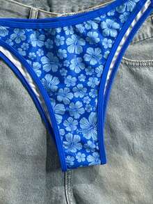 Swim Mod 女款夏季海灘藍色印花泳衣套裝 - 藍色 - 查看 5