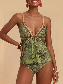 Conjunto de Traje de Baño Casual Estampado Minimalista para Mujer - Multicolor 6 - Ver 4