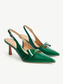 CUCCOO CHICEST Zapatos de tacón alto elegantes con lazo para mujer, verano y otoño 2026, para citas, boda y novia - Verde - Ver 2