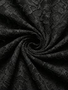 SHEIN SXY 大尺碼女款花卉蕾絲方領長袖性感連身內衣 - 黑色 - 查看 3