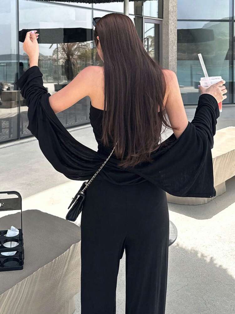 Women's Solid Color Off-Shoulder Elegant Casual Jumpsuit