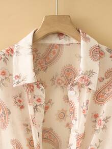 New Women's Casual Solid Color Chiffon Blouse With Short Batwing Sleeves - 紫紅色 - 查看 3