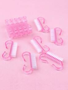 50 PCS Pink Small Nail Cleaning Brush Manicure Dust Sweeping Brush Multifunctional Nail Art Tool For Home Salon Use Beauty Tools - Pink - View 6