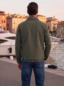 Chaqueta nueva de hombre para otoño/invierno OFFICEAU, chaqueta casual de moda versátil con cuello de solapa, chaqueta militar con botones y múltiples bolsillos en verde, chaqueta retro, de primavera a verano - Caqui - Ver 14