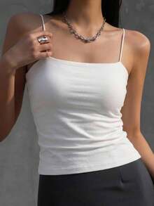 DAZY Ladies' Solid Color Camisole Summer Tank Tops - White - View 11