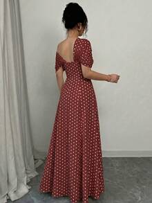 SHEIN Elenzya 不對稱領口 抽褶腰身 A字版型 優雅浪漫女款洋裝 - 彩色 - 查看 2