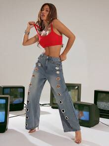 Denimoi Crop Top Essential untuk Pakaian Sehari-hari, Tank Top Pendek, Pakaian Berlapis, Fashion Streetwear, Crop Top Seksi - Merah - View 3