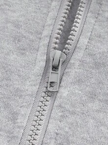 Officeau Sweatshirt Kasual Pria dengan Kerah Resleting, Musim Gugur/Musim Dingin, Lengan Panjang - Grey - View 6