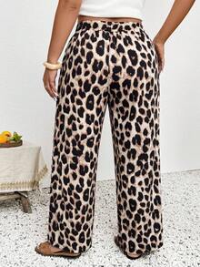 SHEIN Frenchy Pantalones rectos básicos de gasa texturizada de talla grande - Multicolor - Ver 7