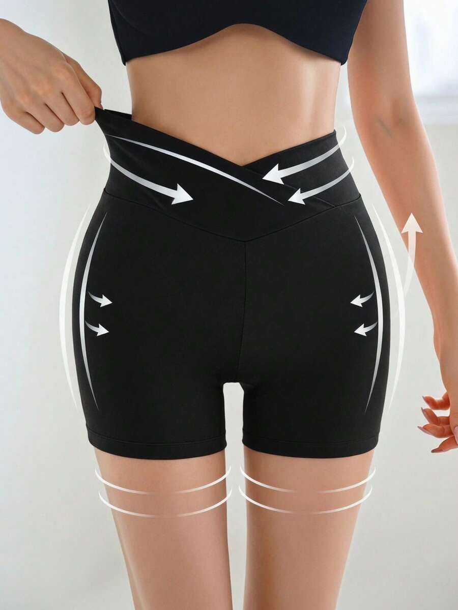 DAZY Solid Color Short Micro-Shaping Women's Summer Outfit Inner Layer Body-Shaping Bottoms - Black - View 1