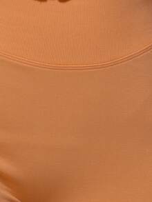 Musera Sport High Rise Ribbed Fitted Active Mini Shorts Coord Bottoms Only Active Sports Pilates Running Cute Girly Daily Everyday Slowburn - Burnt Orange - View 6