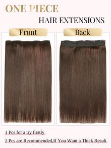 One Piece Clip In Human Hair Extensions, 5 Clips 3/4 Full Head Clip On Remy Straight Hairpieces #2 Dark Brown Real Human Hair Adding Volume For Thin Hair, Daily Salon Wear For Women And Girls - S2 - View 9