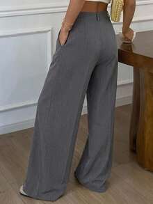 DAZY Women's Casual Solid Wide Leg Pants,Women Dress Pants - Grey - View 12