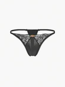 Bisouelle Contrast Lace G-String Sexy Lingerie - Black - View 1