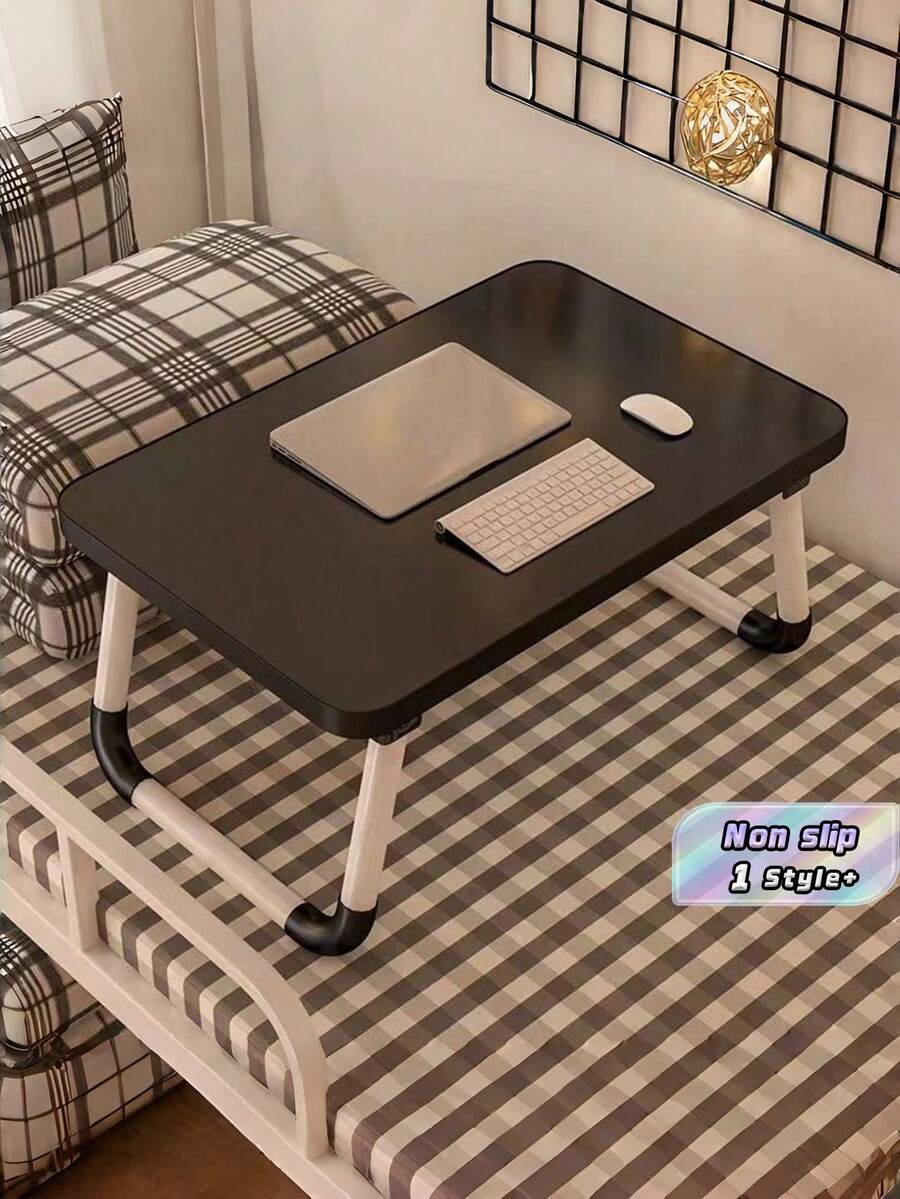 1PC Portable Folding Table For Bed Laptop Desk Breakfast Tray Reading Stand With Cup Holder Adjustable Height Non Slip Home Office Couch Sofa Use Gift - multicolor - View 1