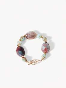 Opalesca Pulseras de acrílico de moda para mujer para usar todos los días, premium/elegante/elegante/uso diario/minimalista, perla/cristal, verano/playa/baile de graduación/fiesta/vacaciones, compromiso/boda/promesa, novia, corazón/floral, Fairycore/Mermaidcore, chapado en oro de 18K - Multicolor - Ver 6