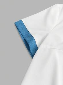 GlowEve Damen Sommerhemd mit Position Muster, Denim-Effekt, Schleife und kurzen Ärmeln - Weiss - Übersicht 4