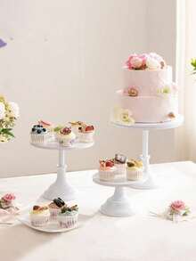 1/3pcs Metal Cake Stand - 8/10/12 Inch White Dessert Display Rack, Suitable For Wedding Birthday Party Decoration, Cake Decorating Supplies, Dessert Table Decor, Cake Tray, Pastry Rack, Treat Stand, Tall White Iron Dessert Table Display Rack, - Multicolor - View 6