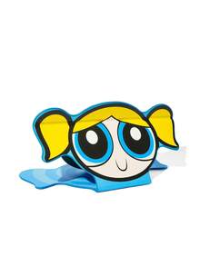 THE POWERPUFF GIRLS X SHEIN 1個PU皮革材質可愛卡通設計可折疊HD便攜式鏡子，可站立或手持，輕巧便攜，方便檢查化妝細節，適合旅行和通勤，特別適合女士、紳士、學生和粉絲，花朵、氣泡、毛茛、友誼、愛 - 藍色 - 查看 3