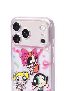 THE POWERPUFF GIRLS X SHEIN 卡通印花透明粉色亮片手機殼，適用於 IPHONE 11 - 17 Pro Max - 彩色 - 查看 5