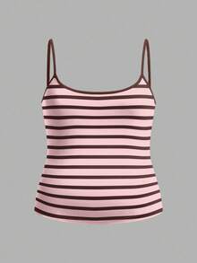 SHEIN BASICS 女款大尺碼修身休閒百搭細肩帶背心上衣夏季 - 彩色 - 查看 3