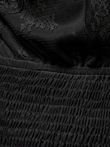 MUSERA Top con escote en V profundo, ribete de encaje, busto fruncido y cintura ajustada, sexy y lindo para verano y primavera, ideal para vacaciones, salidas, Ibiza, elegante, con lazos de atardecer - Negro - Ver 6