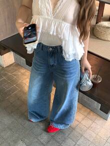 DAZY Women's Bowknot Rhinestone Embellished Loose Casual Pants - Blue - View 7