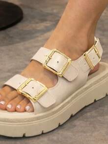 Sandalias Plataforma Chunky con Hebillas Doradas | Cómodas, Modernas y Súper de moda - LATTE - Ver 3