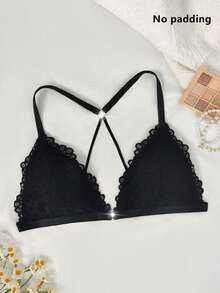 SHEIN Sostén Sexy De Encaje Para Mujer - Negro - Ver 7