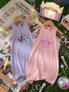 SHEIN 2 piezas Vestidos para niñas jóvenes - Multicolor - Ver 4