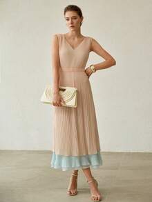 MOTF PREMIUM SPRING/SUMMER ELEGANT GRADIENT DUAL-TONE PLEATED DRESS - Multicolor - View 5