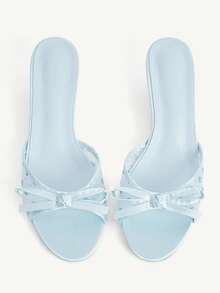 CUCCOO CHICEST Sandal Hak Tinggi Kasual Nyaman untuk Wanita, Cocok untuk Pemakaian Sehari-hari, Musim Panas - Pencetakan jaring biru - View 2