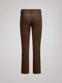 Officeau Celana Kasual Pria Warna Polos dengan Saku Miring, Serbaguna, Musim Gugur - Coffee Brown - View 4