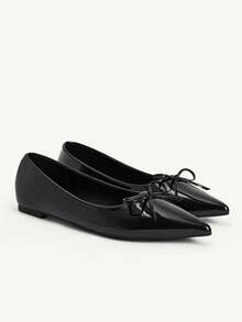 CUCCOO CHICEST Ladies Black Bow Fashion Versatile Flat Shoes - Black - View 9