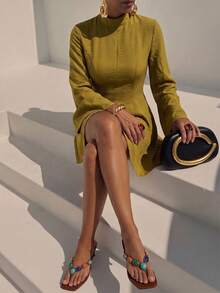 Women Midi Dresses - 軍綠色 - 查看 4