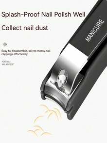 1PC Splash-Proof Nail Clipper Set - Splash-Proof Nail Clipper + Straight Nail Clipper + Angled Nail Clipper + Ear Spoon, Meets Daily Hand Care Needs, Comes With Portable Travel Storage Case, A Great Gift For Family And Friends - Multicolor - View 6