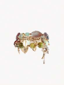 Opalesca Pulseras de acrílico de moda para mujer para usar todos los días, premium/elegante/elegante/uso diario/minimalista, perla/cristal, verano/playa/baile de graduación/fiesta/vacaciones, compromiso/boda/promesa, novia, corazón/floral, Fairycore/Mermaidcore, chapado en oro de 18K - Multicolor - Ver 4
