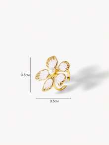 Opalesca A Fashionable Flower Lady's Elegant Ring,Premium/Elegant/Classy/Dailywear/Minimalist,Pearl/Crystal,Engagement/Wedding/Promise,Summer/Beach/Prom/Party/Holiday/Vacation,For Mom/Women/Girl/Mother,Bride,Fairycore/Mermaid Core - Gold - View 9