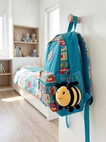 POKOJA LAND 1pc Cute Hippo & Bee Plush Bag Charms, Soft Stuffed Animal Keychain With Carabiner, Kawaii Backpack Pendant Gift - Multicolor - View 2