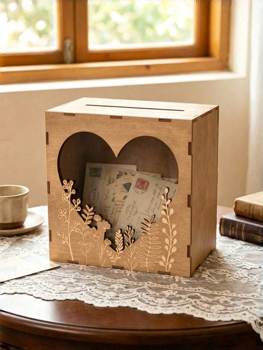 Cirelle Wedding Memory Box & Card Storage - Wooden Guest Book Alternative To Store Cards & Preserve Wedding Wishes, Memorize Keepsake Centerpiece