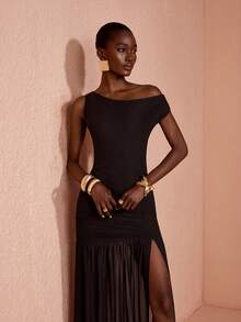 JIAN LASALA Mesh One Shoulder Ruched Sleeveless Women Boho Dress Party Casual Holiday - Brown - View 7