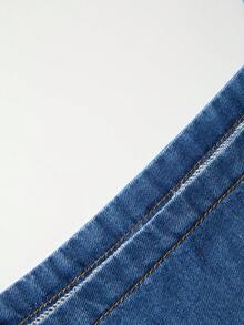 GlowEve Women's Casual Colorblock Patchwork Denim Dress, Summer - Blue - View 3