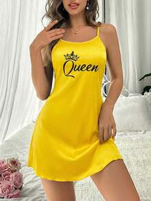 SweetSlumber Casual Queen Ladies Camisole Nightgown - Yellow - View 4