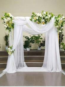 2/4PCS Classic Outdoor Semi Sheer Curtain Tulle Netting Outdoor Party Backdrop Decoration Wedding Arch Chair Ceiling Drape Netting For Outdoor Wedding Arch Backdrop Party Gazebo Patio Trellis Corridor Decoration - White - View 2