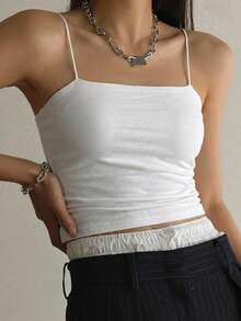DAZY Ladies' Solid Color Camisole Summer Tank Tops - White - View 12