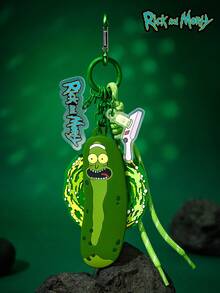 Rick and Morty X POKOJA LAND 卡通動畫圖案金屬鑰匙圈吊飾，精緻可愛。適用於包包、車鑰匙、情侶吊飾、書包、生日禮品、背包、衣物吊飾、創意包掛飾。時尚百搭配件，也是送給親友和同學在派對、聚會和生日時的有趣小禮物 - 彩色 - 查看 2