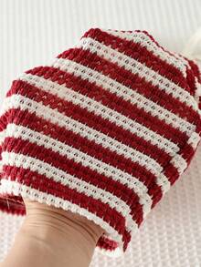 Cozy Pixies Baby Girl Contrast Color Striped Pattern Knit Soft Suspender Romper Shorts - Red - View 8